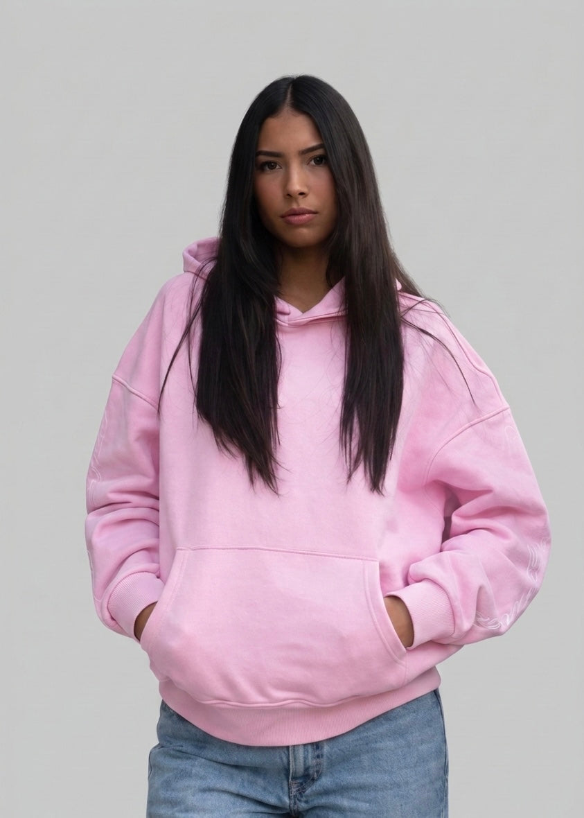 Camellia pink streetwear hoodie by EccentricWrldCo
